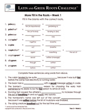 Latin and Greek Roots Challenge - Year 3 - Level 2 Student Workbook - Sentence Completion
