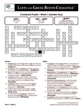 Latin and Greek Roots Challenge - Year 3 - Level 3 Teacher's Guide - Crossword
