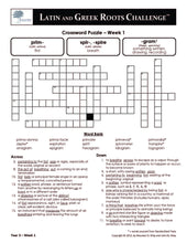 Latin and Greek Roots Challenge - Year 3 - Level 3 Student Workbook - Crossword