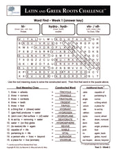 Latin and Greek Roots Challenge - Year 2 - Level 3 Teacher's Guide - Word Find