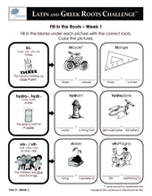 Latin and Greek Roots Challenge - Year 2 - Level 2 Student Workbook - Fill-in-the-Roots