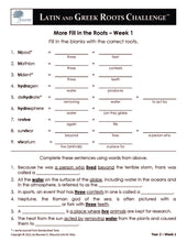 Latin and Greek Roots Challenge - Year 2 - Level 2 Student Workbook - Sentence Completion