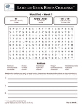 Latin and Greek Roots Challenge - Year 2 - Level 2 Student Workbook - Word Find