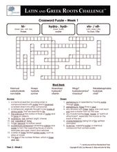 Latin and Greek Roots Challenge - Year 2 - Level 3 Student Workbook - Crossword