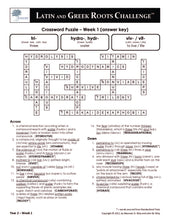 Latin and Greek Roots Challenge - Year 2 - Level 3 Teacher's Guide - Crossword