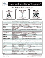 Latin and Greek Roots Challenge - Year 2 - Level 3 Student Workbook - Fill-in-the-Roots