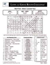 Latin and Greek Roots Challenge - Year 3 - Level 3 Teacher's Guide - Word Find