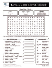 Latin and Greek Roots Challenge - Year 2 - Level 3 Student Workbook - Word Find
