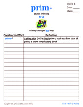 Latin and Greek Roots Challenge - Visual Root Worksheets (Pad I) - Year 3