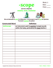 Latin and Greek Roots Challenge - Visual Root Worksheets (Pad I) - Year 1