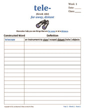 Latin and Greek Roots Challenge - Visual Root Worksheets (Pad I) - Year 1